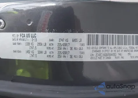 2019 Chrysler Pacifica L from USA, damaged, VIN 2C4RC1AG6KR644353